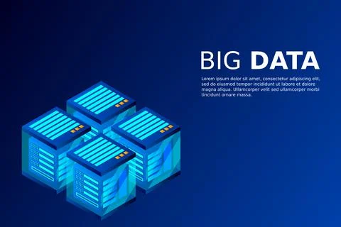Concept of big data processing energy station of future server room rack data Stock Illustration