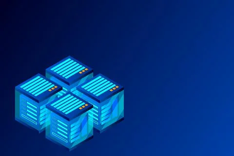 Concept of big data processing energy station of future server room rack data Stock Illustration