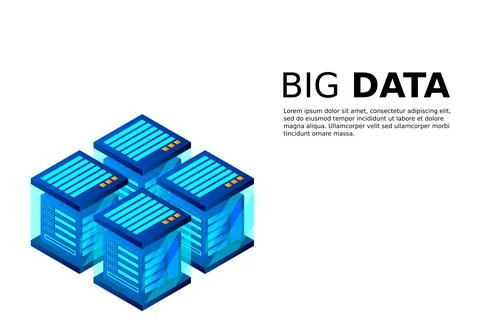 Concept of big data processing energy station of future server room rack data Stockillustratie