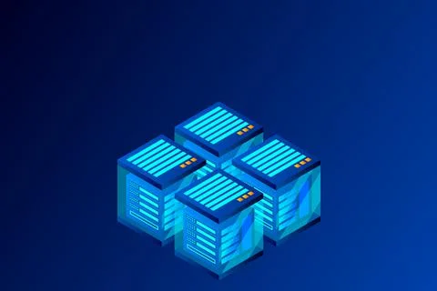 Concept of big data processing energy station of future server room rack data Stockillustratie