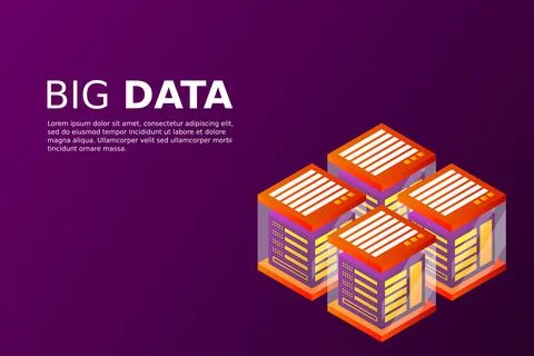 Concept of big data processing energy station of future server room rack data Illustrazione stock