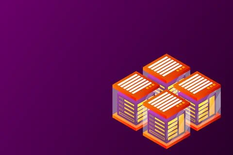 Concept of big data processing energy station of future server room rack data Stock Illustration