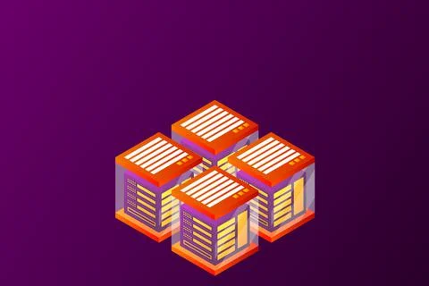 Concept of big data processing energy station of future server room rack data Stock Illustration