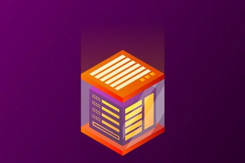 Concept of big data processing energy station of future server room rack data Stock Illustration