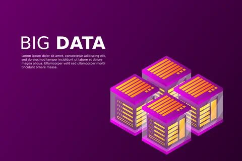 Concept of big data processing energy station of future server room rack data Stock Illustration
