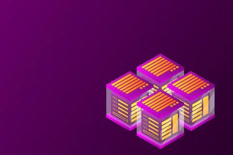 Concept of big data processing energy station of future server room rack data Stock Illustration