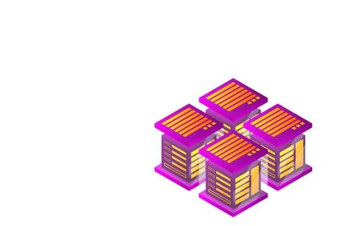 Concept of big data processing energy station of future server room rack data 스톡 일러스트