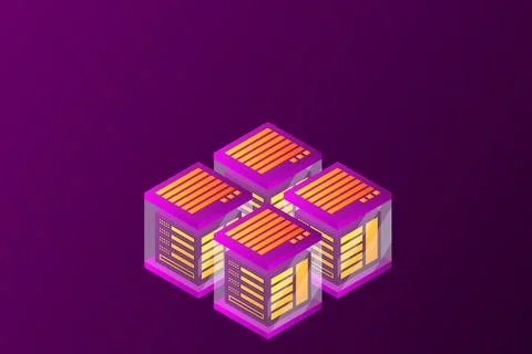 Concept of big data processing energy station of future server room rack data Stock Illustration