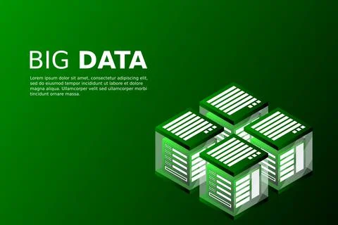 Concept of big data processing energy station of future server room rack data Stock Illustration
