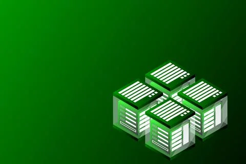 Concept of big data processing energy station of future server room rack data Stockillustratie