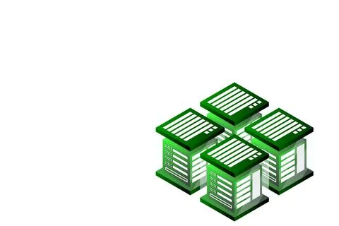 Concept of big data processing energy station of future server room rack data Stock Illustration