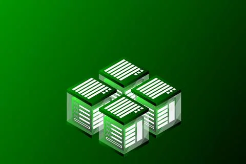 Concept of big data processing energy station of future server room rack data Stock Illustration