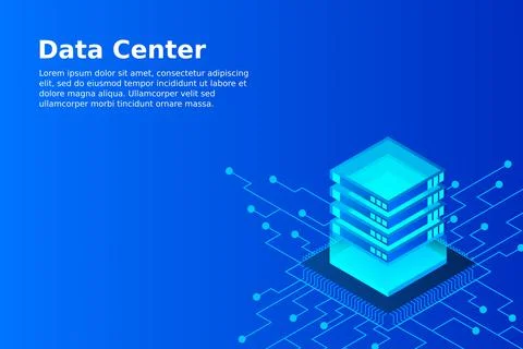 Concept of big data processing energy station of future server room rack data Stock Illustration