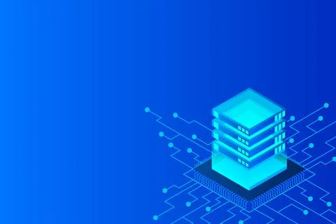 Concept of big data processing energy station of future server room rack data Stockillustratie