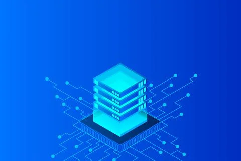 Concept of big data processing energy station of future server room rack data Stock Illustration