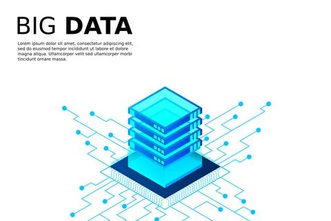 Concept of big data processing energy station of future server room rack data Stock Illustration
