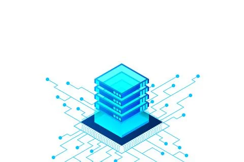 Concept of big data processing energy station of future server room rack data Stock Illustration