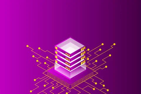 Concept of big data processing energy station of future server room rack data Stock Illustration