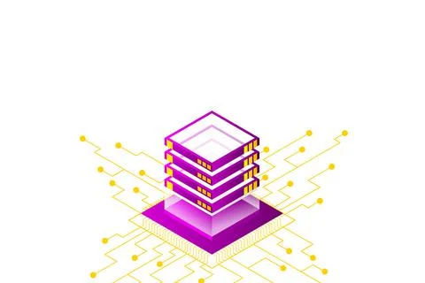 Concept of big data processing energy station of future server room rack data Illustrazione stock