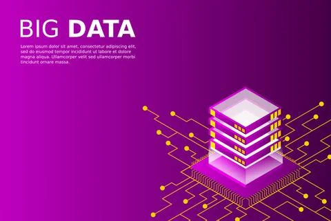 Concept of big data processing energy station of future server room rack data Stock Illustration