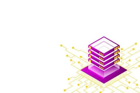 Concept of big data processing energy station of future server room rack data Stock Illustration