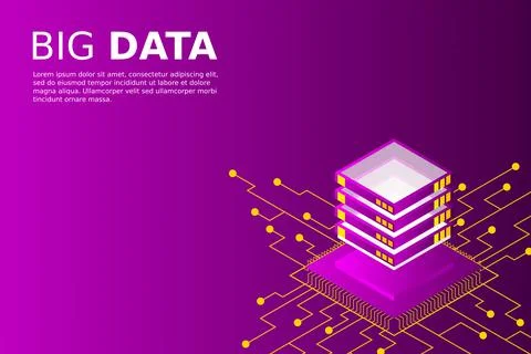 Concept of big data processing energy station of future server room rack data Stock Illustration