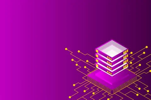 Concept of big data processing energy station of future server room rack data Stock Illustration