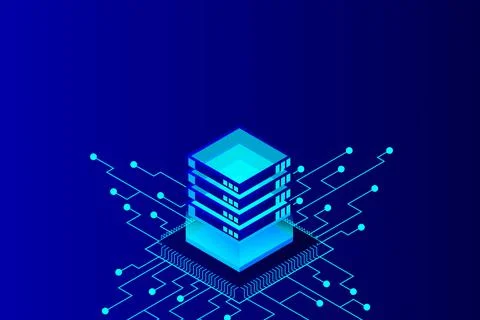 Concept of big data processing energy station of future server room rack data Illustrazione stock