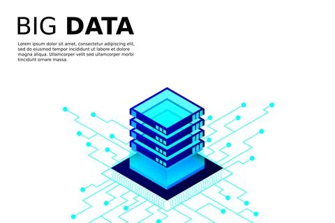 Concept of big data processing energy station of future server room rack data Illustrazione stock