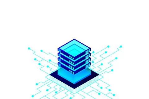 Concept of big data processing energy station of future server room rack data Illustrazione stock