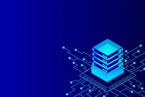 Concept of big data processing energy station of future server room rack data Stock Illustration