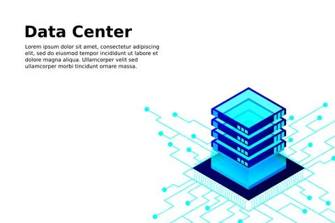 Concept of big data processing energy station of future server room rack data 库存插图