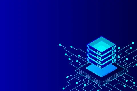 Concept of big data processing energy station of future server room rack data Stock Illustration