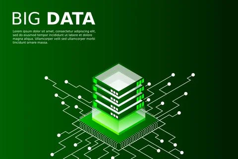 Concept of big data processing energy station of future server room rack data Stock Illustration
