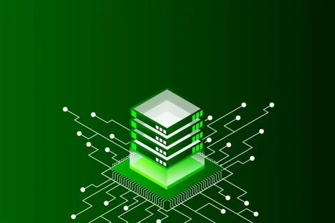 Concept of big data processing energy station of future server room rack data Stock Illustration