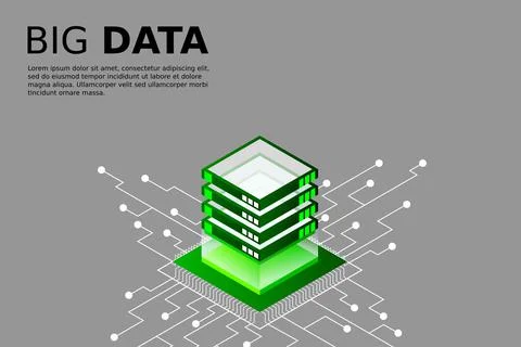 Concept of big data processing energy station of future server room rack data Stock Illustration