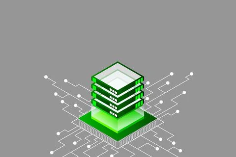 Concept of big data processing energy station of future server room rack data Stock Illustration