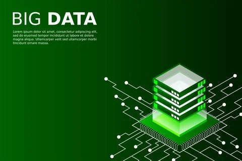 Concept of big data processing energy station of future server room rack data Stock Illustration