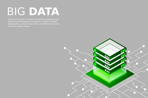 Concept of big data processing energy station of future server room rack data Stock Illustration