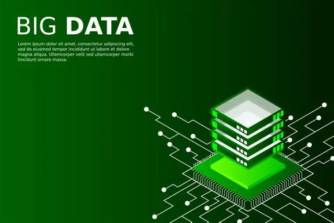 Concept of big data processing energy station of future server room rack data Stock Illustration