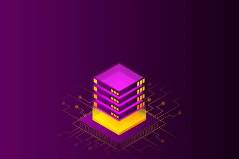 Concept of big data processing energy station of future server room rack data Stock Illustration
