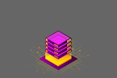 Concept of big data processing energy station of future server room rack data Stockillustratie