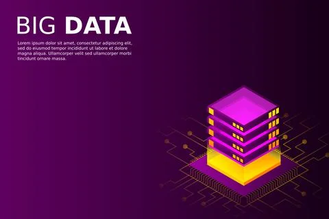 Concept of big data processing energy station of future server room rack data Stock Illustration