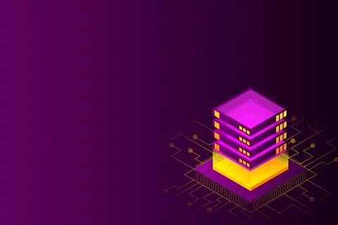 Concept of big data processing energy station of future server room rack data Stockillustratie