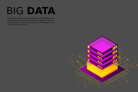 Concept of big data processing energy station of future server room rack data Stock Illustration