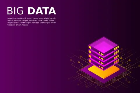 Concept of big data processing energy station of future server room rack data Stock Illustration