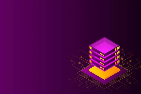 Concept of big data processing energy station of future server room rack data Stock Illustration