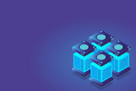 Concept of big data processing energy station of future server room rack data Stock Illustration