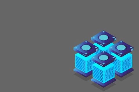Concept of big data processing energy station of future server room rack data Stock Illustration