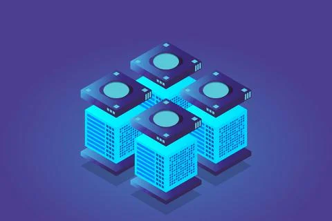 Concept of big data processing energy station of future server room rack data Stock Illustration